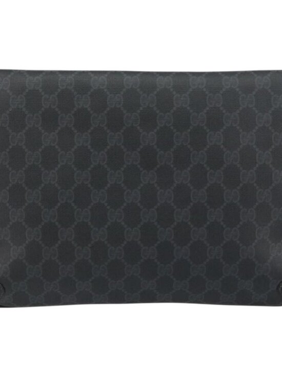 GUCCI GG Supreme Clutch Bag PVC Leather Black Gold 89 02 075 Auth 159284 - Picture 3 of 16